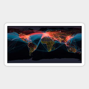 Global transport networks on night map (C026/8982) Sticker